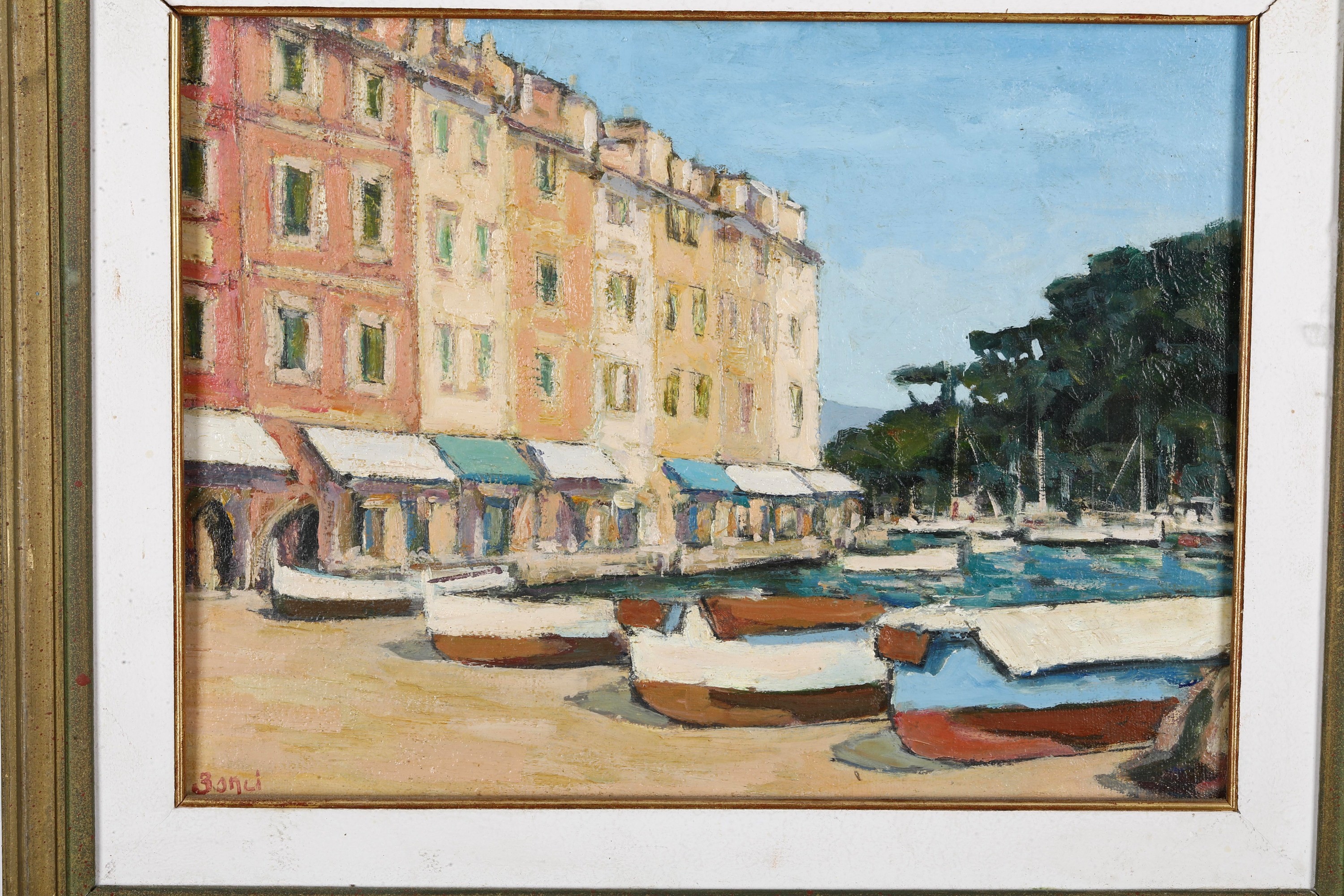 Scuola del XX secolo, Scorcio di Portofino / Boccadasse, olio su tela