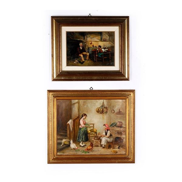 Scuola del XX secolo Scene d'interno in stile ottocentesco