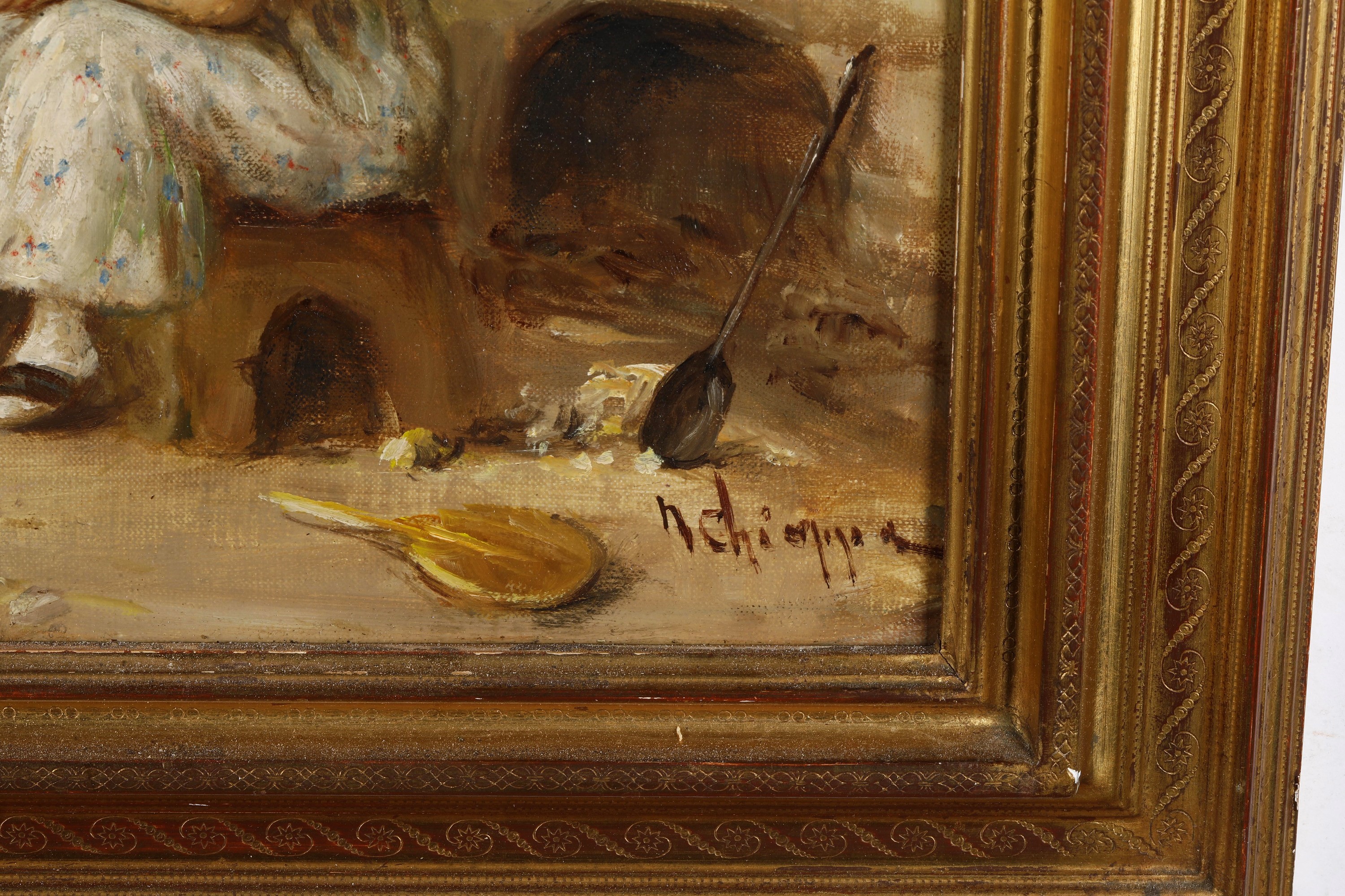 Scuola del XX secolo, Scene d’interni in stile ottocentesco, olio su tela