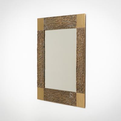 Specchio da parete modello Juanita, bronzo e ottone, Italia, 1970 ca.