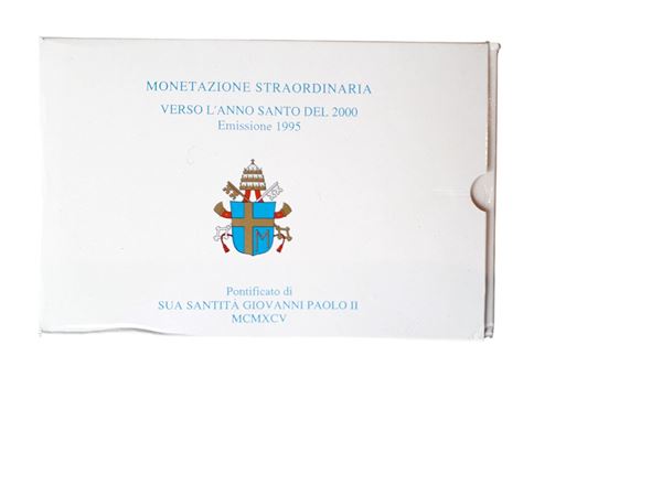 Vaticano 1995: dittico celebrativo 10.000 + 10.000 Lire in argento Fondo Specchio “Verso l’Anno Santo del 2000”.
