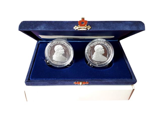 Vaticano 1996: dittico celebrativo 10.000 + 10.000 Lire in argento Fondo Specchio “Verso l’Anno Santo del 2000”.