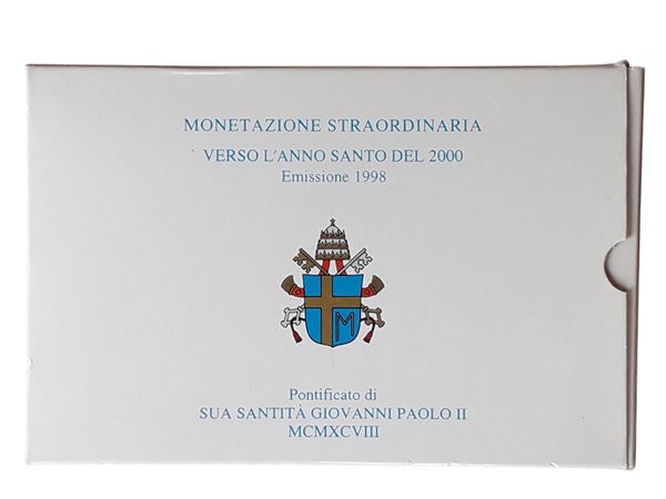 Vaticano 1998: dittico celebrativo 10.000 + 10.000 Lire in argento Fondo Specchio “Verso l’Anno Santo del 2000”.
