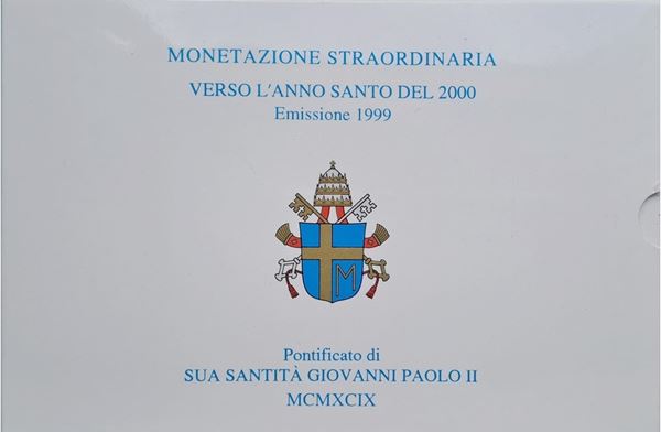 Vaticano 1999: dittico celebrativo 10.000 + 10.000 Lire in argento Fondo Specchio “Verso l’Anno Santo del 2000”.