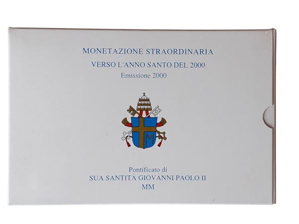 Vaticano 2000: dittico celebrativo 10.000 + 10.000 Lire in argento Fondo Specchio “Verso l’Anno Santo del 2000”.