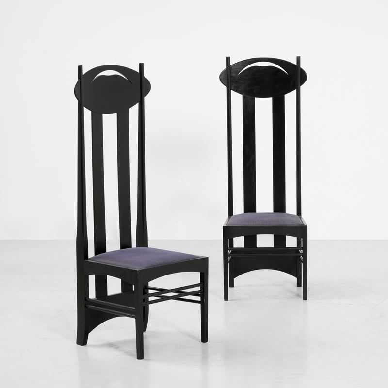 Charles Rennie Mackintosh : Due sedie mod. Argyle  - Asta Design Lab - Cambi Casa d'Aste