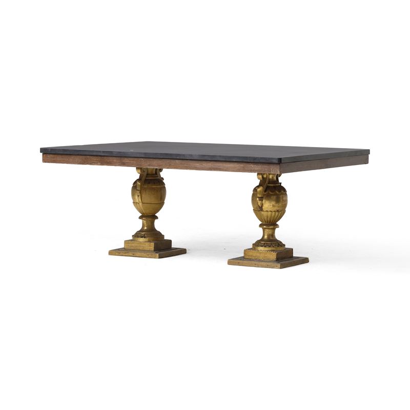 Tavolino con elementi in legno dorato e piano in ardesia, XX secolo  - Auction Antiques - Cambi Casa d'Aste