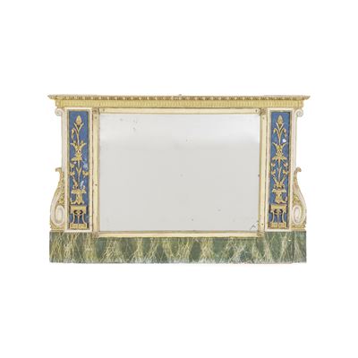 Caminiera in legno intagliato, dipinto e dorato, XIX secolo