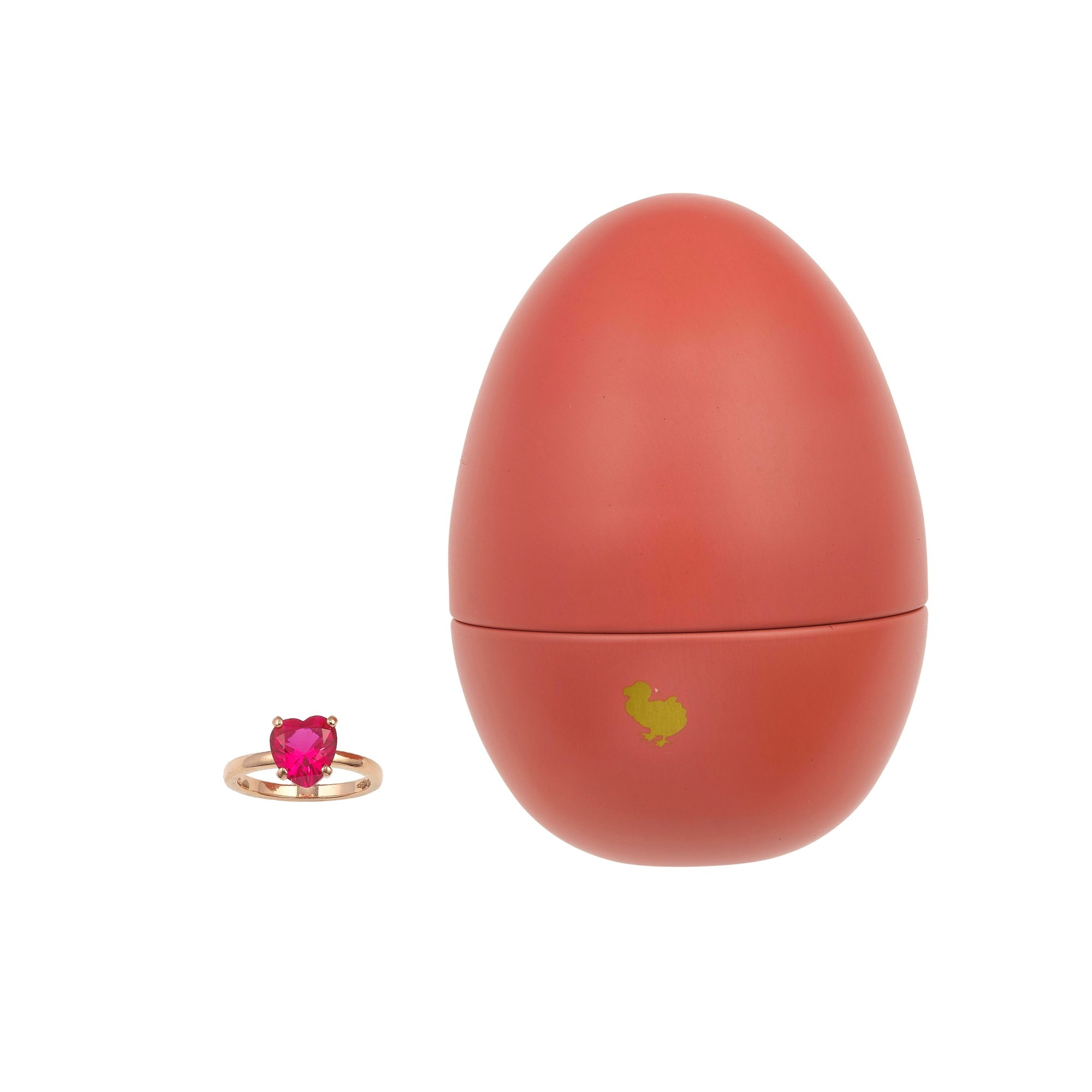 Dodo, Anello “100% Amore” con rubino sintetico a cuore in oro rosa 375/1000