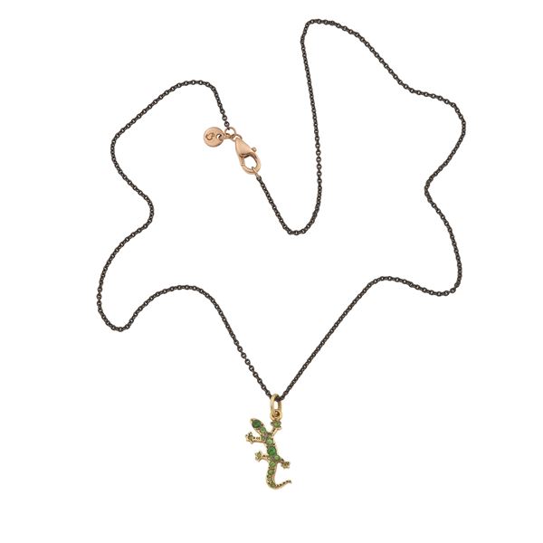 Dodo. Girocollo con pendente “Geco” con tsavoriti