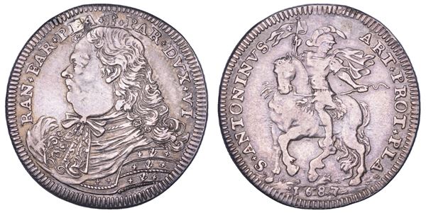 PIACENZA. RANUCCIO II FARNESE, 1646-1694. Testone 1687.