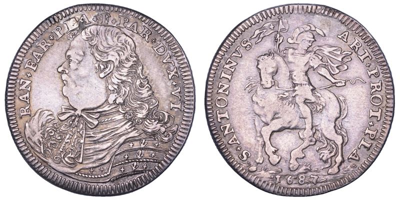 PIACENZA. RANUCCIO II FARNESE, 1646-1694. Testone 1687.  - Auction Numismatics - Cambi Casa d'Aste
