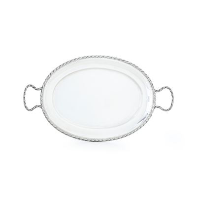 Argenteria italiana, Vassoio biansato in argento fuso e sagomato