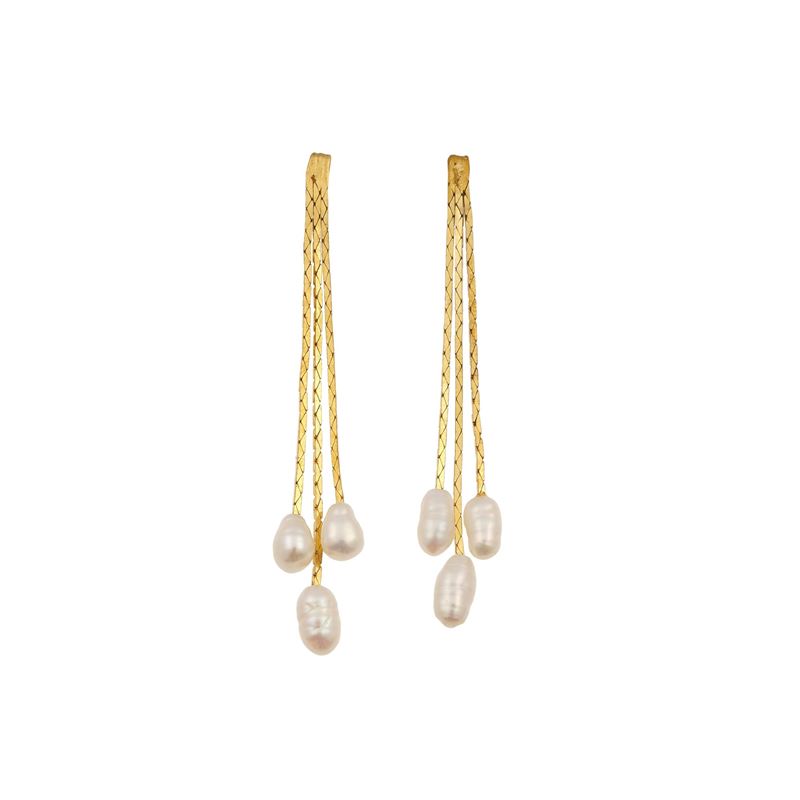 Pair of pearl and gold earrings  - Auction Jewels - Cambi Casa d'Aste