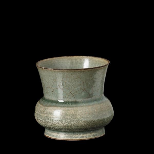 Vaso in porcellana craquelé Celadon, Cina, XX secolo