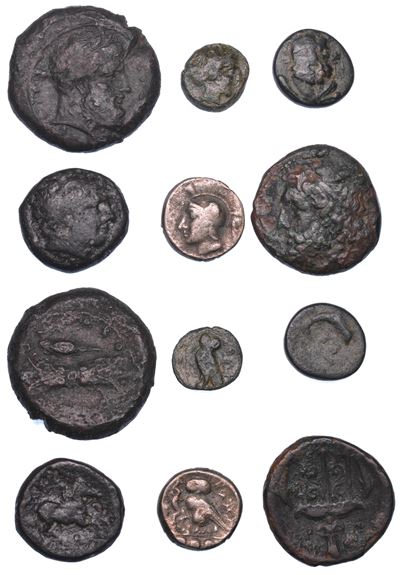 Monete antiche, Lotto di sei esemplari della Magna Grecia e Sicilia