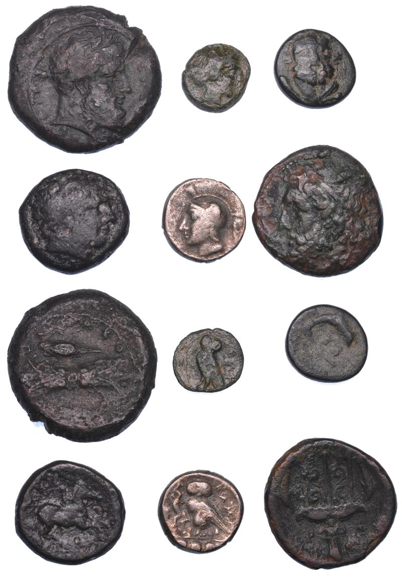 SHIPPING ONLY IN ITALY. MAGNA GRECIA E SICILIA. Lotto di sei monete.  - Auction Light Numismatics - Cambi Casa d'Aste