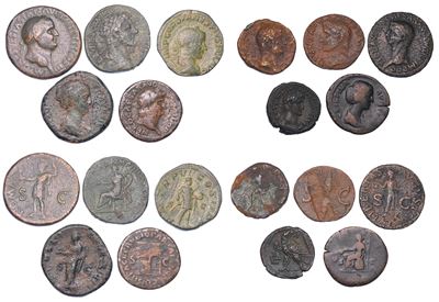 Monete dell'Impero Romano, Lotto di dieci monete in rame (I-III secolo d.C.)
