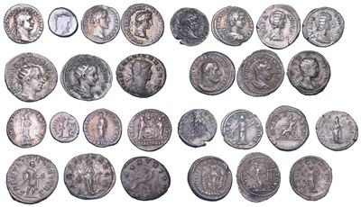 Impero Romano, Lotto di quattordici monete: denari, antoniniani e quinari