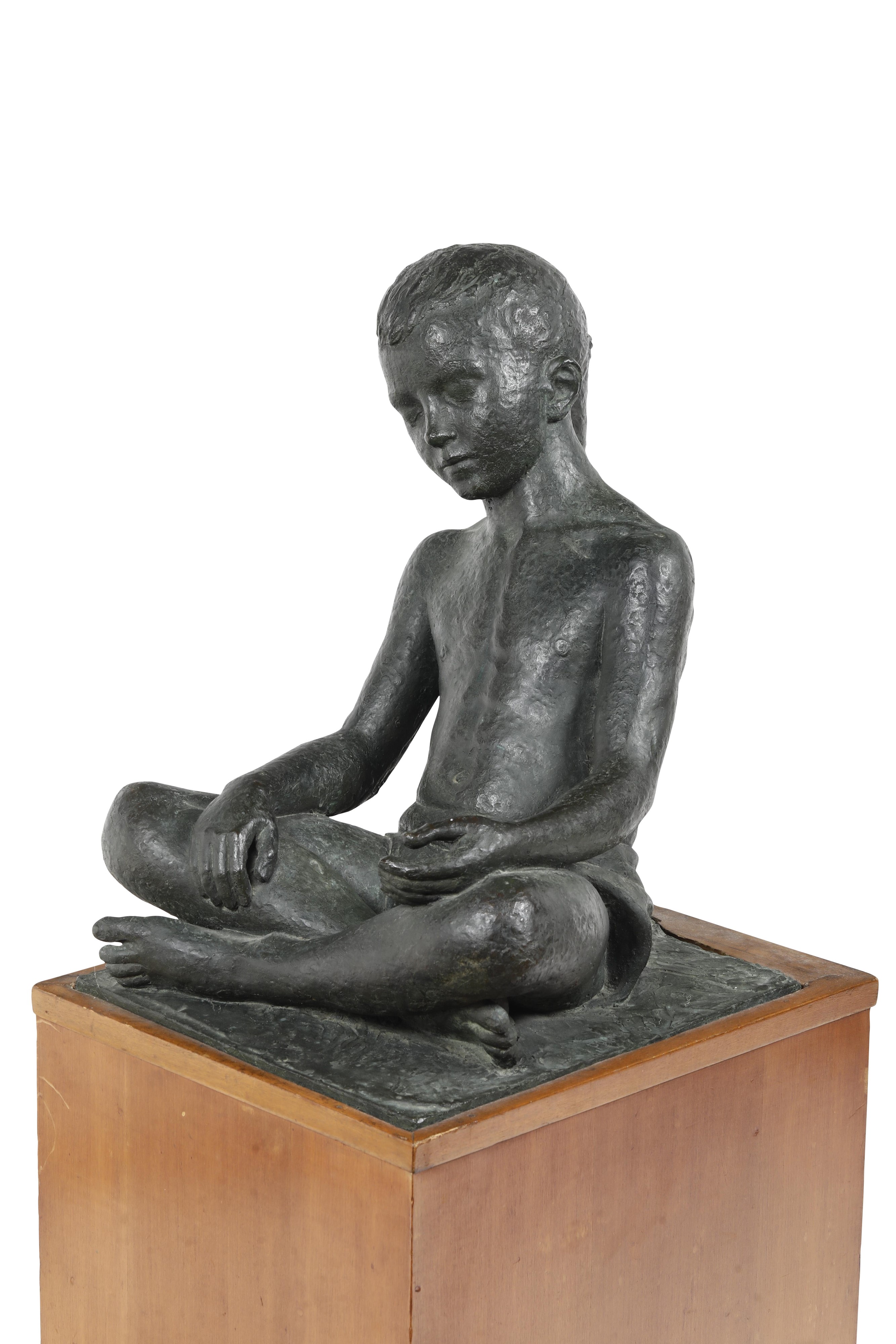 Italo Primi, Fanciullo seduto, bronzo fuso e patinato, Italia 1939