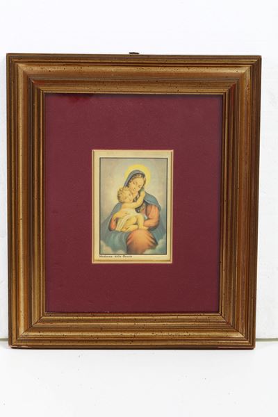 Madonna con Bambino, stampa a colori entro cornice dorata