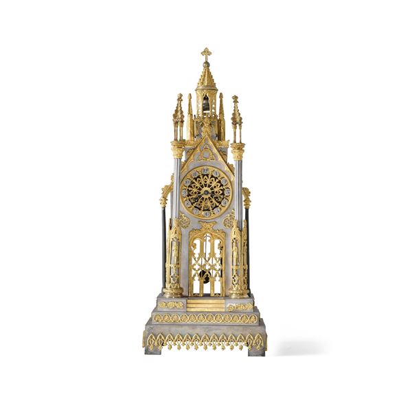 Pendola da tavolo a cattedrale. Francia XIX secolo