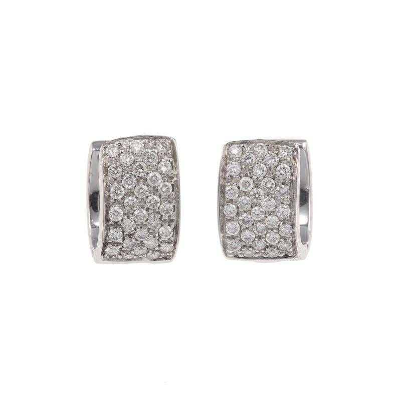 Pair of brilliant-cut diamond and gold earrings  - Auction Jewels - Cambi Casa d'Aste