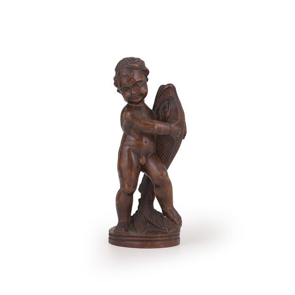 Putto con pesce. Manifattura del XIX-XX secolo