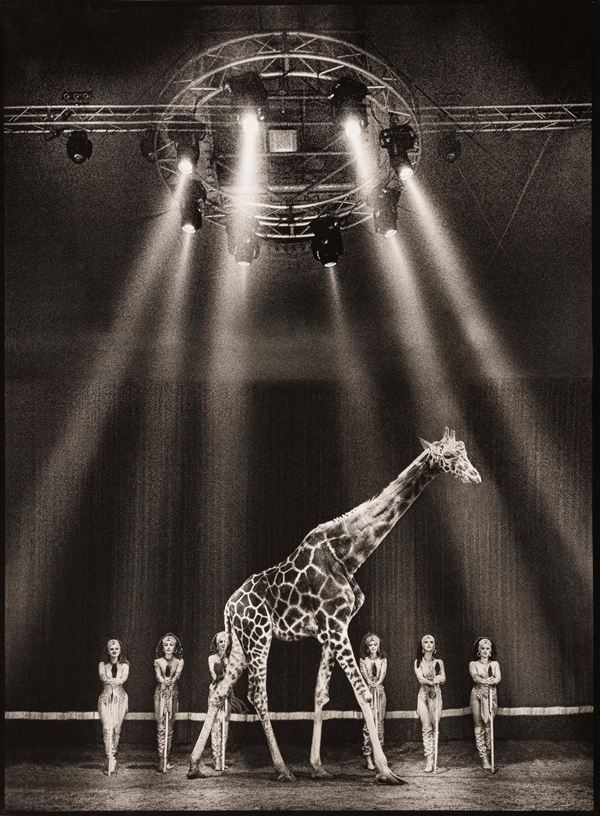 Giraffe with Showgirls, Imperial Royal Circus, Near Rome