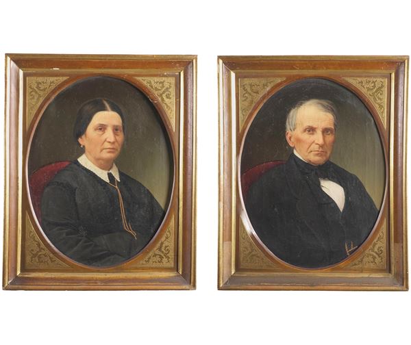 Scuola del XIX secolo Ritratti di Venanzio Mocchi e Giovanna Spetta