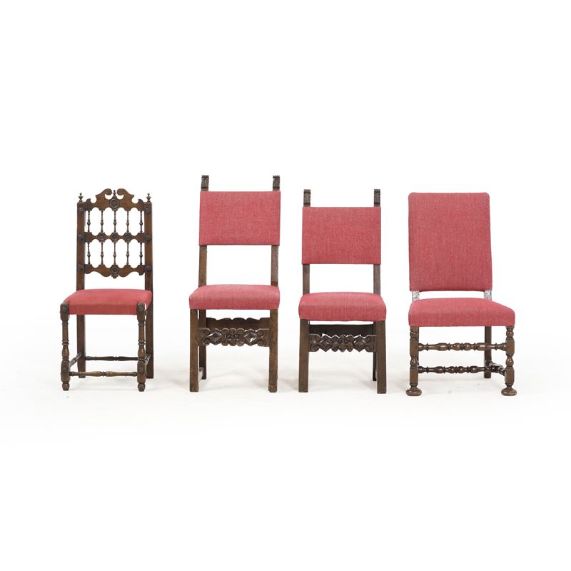Quattro diverse sedie. XVII-XVIII secolo  - Asta Antiquariato - Cambi Casa d'Aste