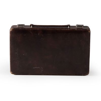 Piccola valigia da viaggio in pelle con necessaire, cm 29,5x18x7,5