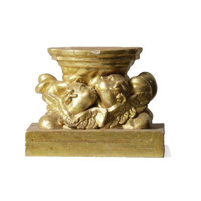 Base di colonna in legno intagliato e dorato, decorata con putti (XVIII-XIX secolo)