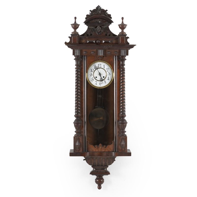 Pendola da muro con cassa in legno intagliato. XIX-XX secolo  - Auction Antiques - Cambi Casa d'Aste