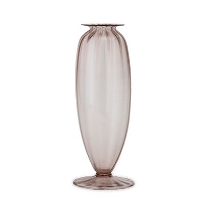 Vaso a goccia in vetro soffiato Murano (XX secolo), decoro a costolature leggere