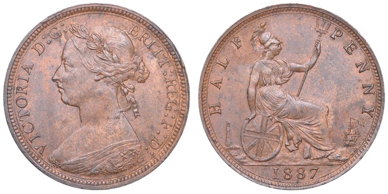 REGNO UNITO. VICTORIA, 1837-1901. Half penny 1887.  - Auction Light Numismatics - Cambi Casa d'Aste
