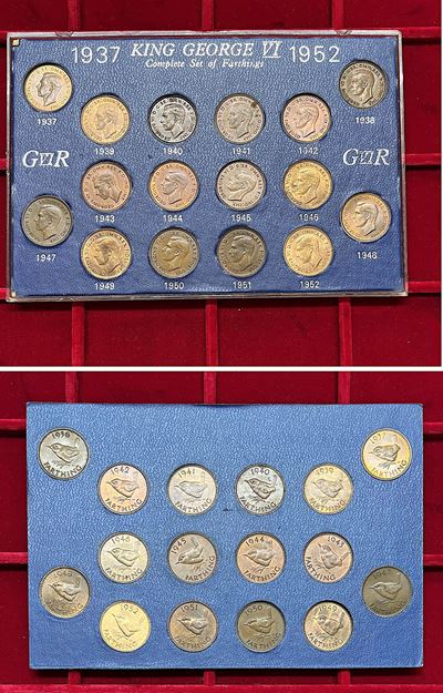 George VI, Lotto di sedici Farthings in rame (1937-1952)