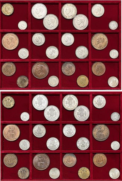 REGNO UNITO, Lotto di 24 monete coniate sotto il regno di George VI (1936-1952)