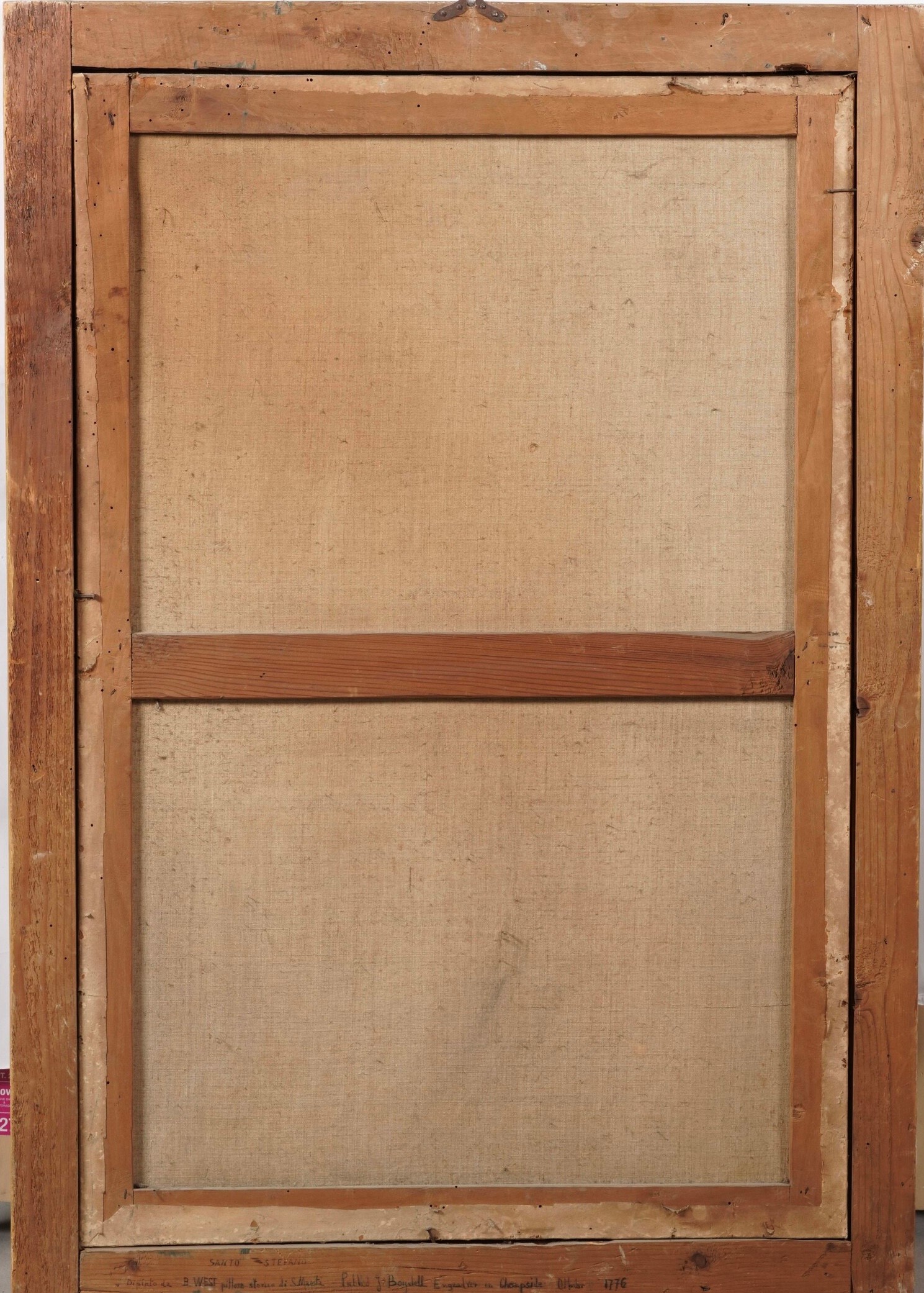 Grande stampa in cornice dorata, scena religiosa