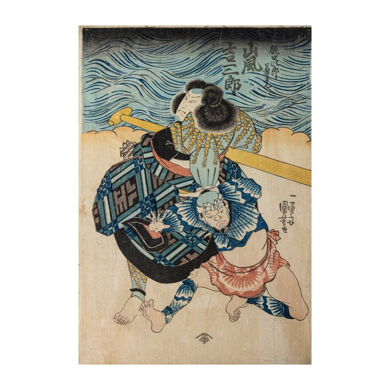 Stampa raffigurante Samurai con iscrizioni, Giappone, periodo Meiji (1868-1912)  - Auction Asian Art - Cambi Casa d'Aste