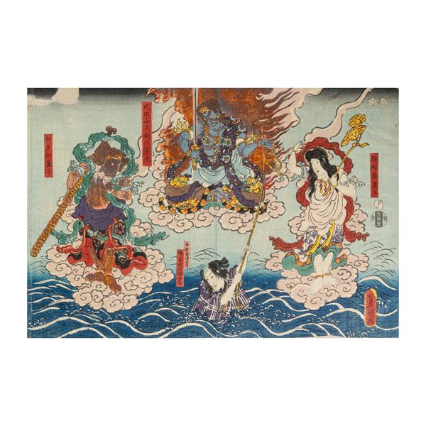 Stampa raffigurante divinità, Giappone, periodo Meiji (1868-1912)