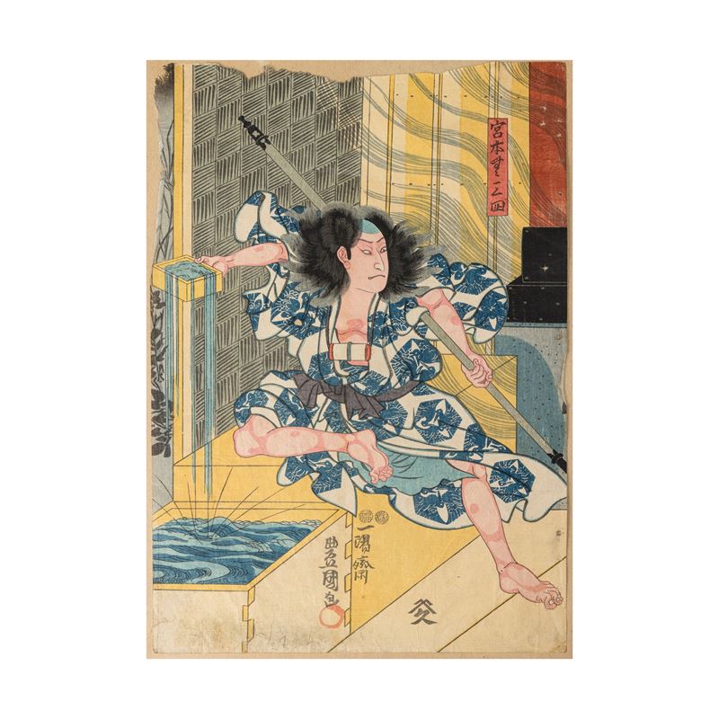 Stampa raffigurante Samurai con iscrizioni, Giappone, periodo Meiji (1868-1912)  - Auction Asian Art - Cambi Casa d'Aste