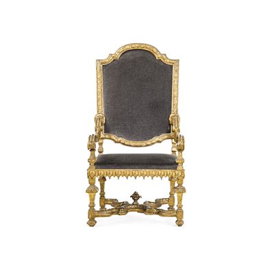 Poltrona Luigi XIV, legno intagliato e dorato, XVIII secolo
