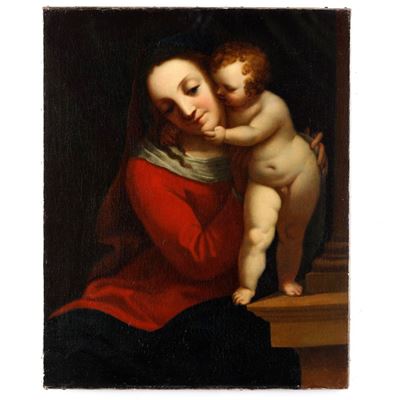 Madonna con bambino, olio su tela