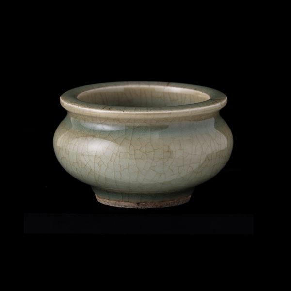Ciotola in porcellana Celadon craquelé, Cina, Dinastia Qing, XIX secolo