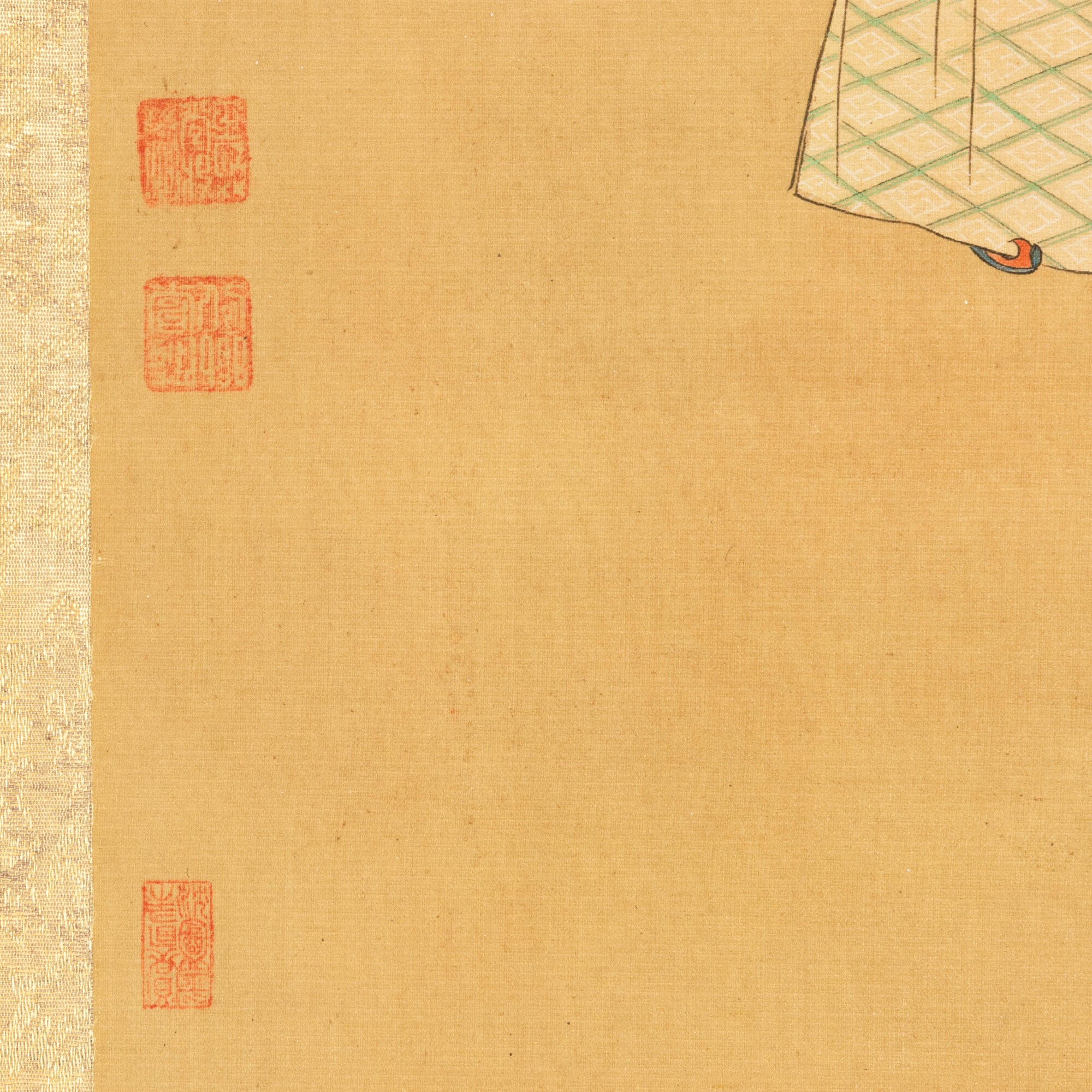 Cina, Scroll stampato con gentildonne e iscrizioni, XX secolo
