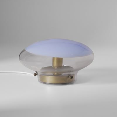 Lampada da tavolo mod. Gill, metallo laccato e vetro di Murano