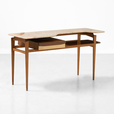 Scrivania, legno e marmo, Italia, circa 1950