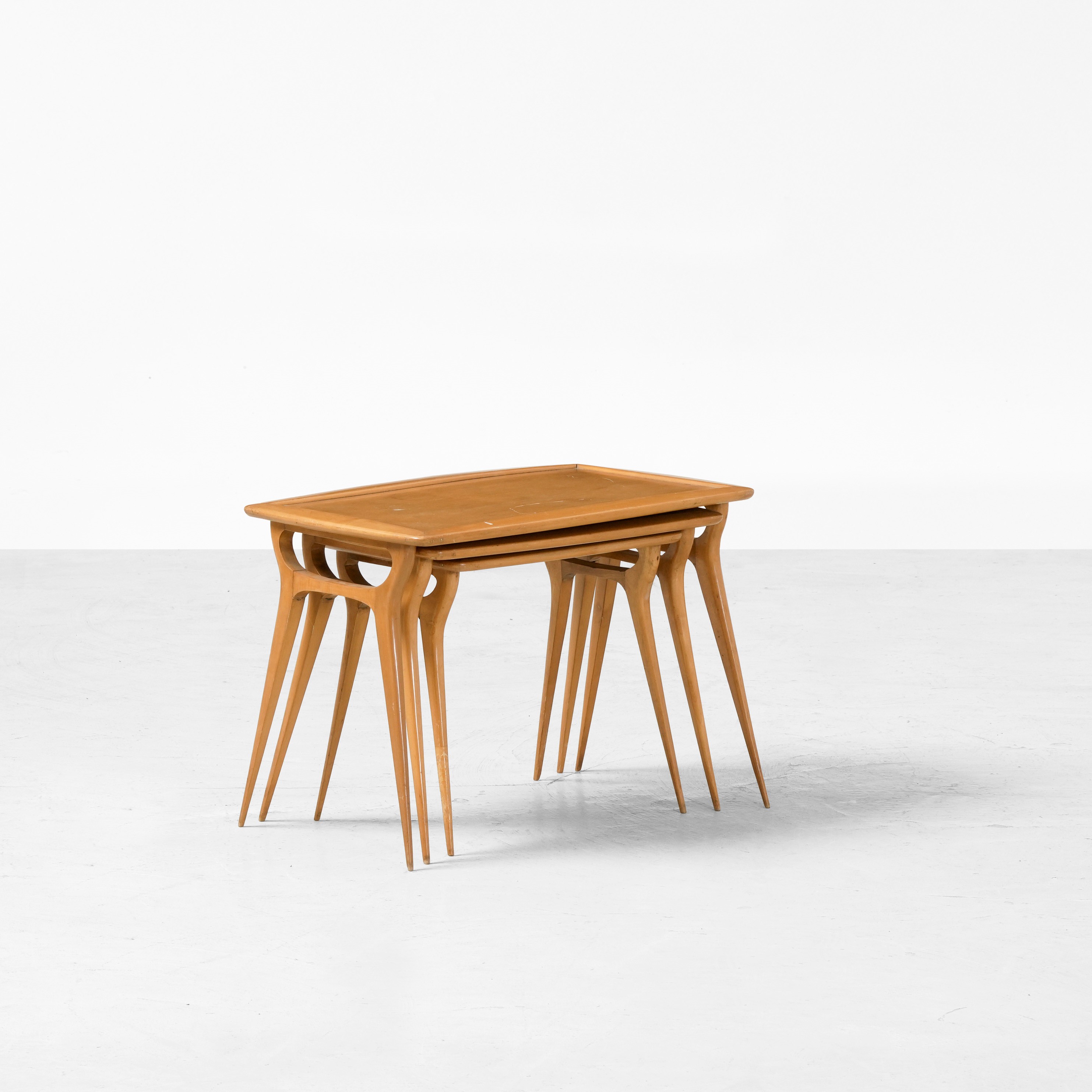 Tre tavolini, legno, Italia, circa 1950