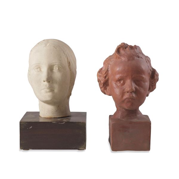 Testa femminile  e testa di fanciullo, XX secolo